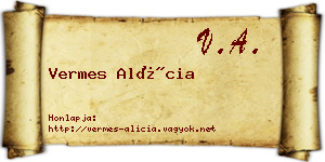 Vermes Alícia névjegykártya